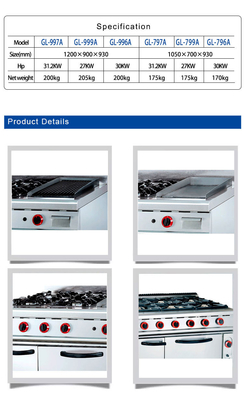 Equipo de cocina de comida rápida de acero inoxidable GL-RS-4G para cocinas comerciales