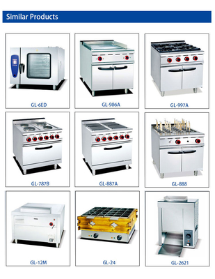 Eficiencia de la cocina comercial de gama de gas Cocina de 6 quemadores Equipo de restauración de servicio pesado NG/GPL