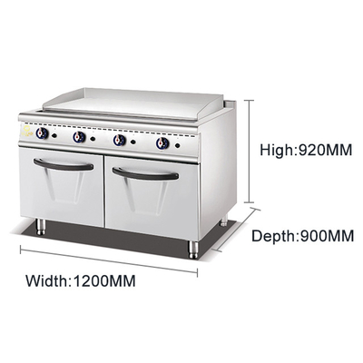 Grill de gas de acero inoxidable comercial con el gabinete de alimentos equipo de cocina 2/3 plano 1/3 con ranuras