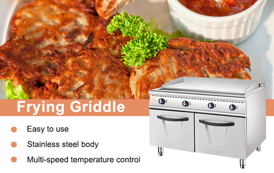 Grill de gas de acero inoxidable comercial con el gabinete de alimentos equipo de cocina 2/3 plano 1/3 con ranuras