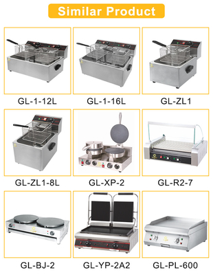 Equipo de cocina para restaurantes GL-RC-2 con tanque de aceite de 267x365 mm y fuente de alimentación de GLP/GN 31