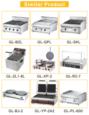 Equipo de cocina para restaurantes GL-RM-6 con fuente de alimentación de GLP/GNL y tamaño del tanque 340x550x270/30x2L