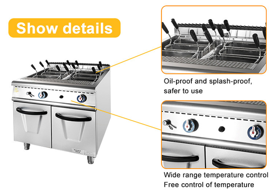 Equipo de cocina de comida rápida de gran capacidad para el consumo de gas GLP/NG 1.58/2.28KgGasCooker de pasta con gabinete/h