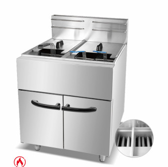 Fritera de gas con 2 quemadores 30kg 11,2kw Equipo de cocina Equipo de cocina comercial 220V Voltado