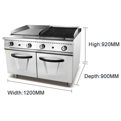 GL-RG RH Equipo de cocina para restaurantes de gas para la preparación de alimentos a gran escala Parrilla de gas +parrilla de roca de lava con gabinete