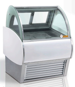 Gabinete de exhibición de helados eléctricos con 6x2 cacerolas GN 1/4 y tecnología de enfriamiento por aire