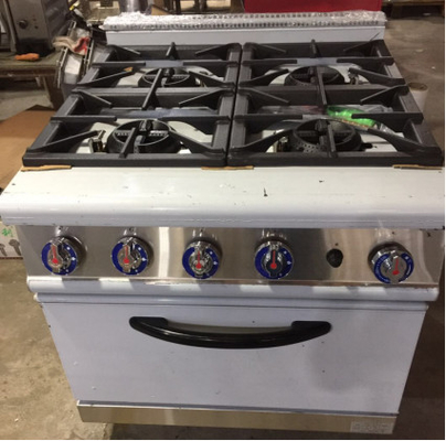 20Equipo de cocina de gama de gas de.8kw con horno de gas de 4 quemadores de carga pesada de 153 kg capacidad de peso