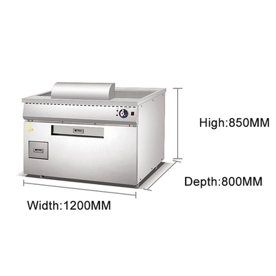 Equipo de cocina de gas Teppanyaki 10kw GLP 2800Pa Grill japonés de cocina japonesa
