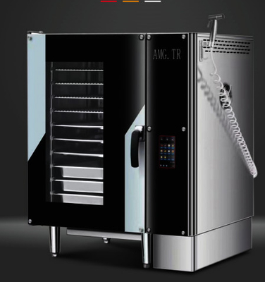 Horno de vapor eléctrico de acero inoxidable con capacidades de tostado multifunción y altura de capa de 67 mm