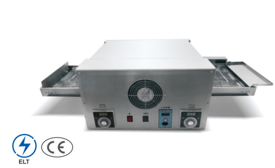 Horno de transporte de pizzas de acero inoxidable comercial con controles mecánicos