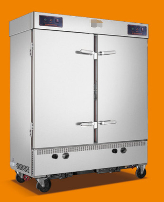 Coches de vapor de arroz de hoteles comerciales con 12 kW de potencia puerta única 6-12 bandejas tecnología de tubo de calefacción inteligente.