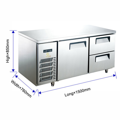 0°C-5°C Mesa de trabajo de restaurante de acero inoxidable eléctrico Refrigerador para almacenamiento y refrigeración