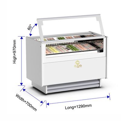 Unidad de refrigeración de helado ventilado de 1050W con 6 sartenes italianas
