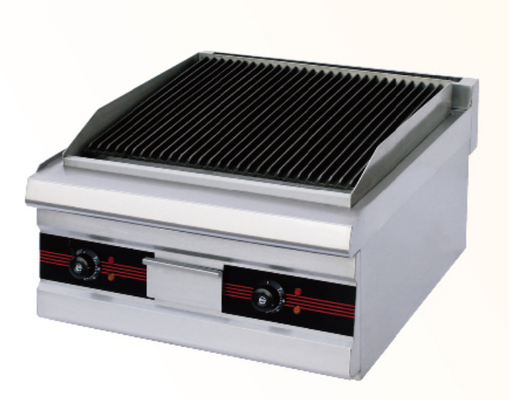 Grill de roca de lava de hierro 220V-240V con panel de control digital plateado y blanco