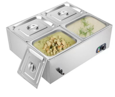 Baño Marie de plata eléctrica para cocinar en restaurantes Rango de temperatura de 0°C a 100°C