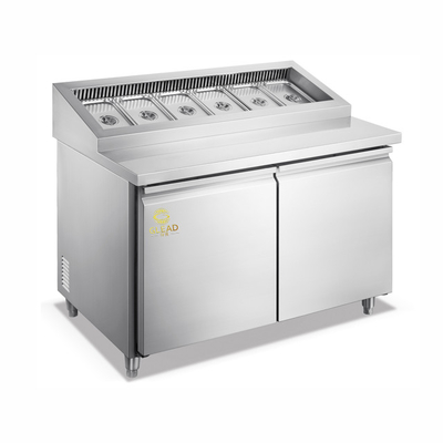 Refrigerador de aire gabinetes de pizzas / gabinetes de ensaladas 390W Potencia 270-410L Volumen 5~-18°C Temperatura segura y estable Enchufe en la unidad