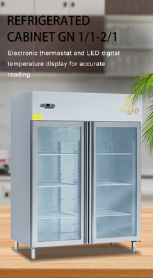 GN1/1 Equipo de refrigeración con enfriador vertical de tamaño que funciona a -14 ~ 18 °C para almacenamiento de grandes volúmenes