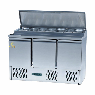 Unidad de refrigeración de acero inoxidable de 3 puertas 220-240V GN1/3 para un rango de temperatura de 2-8.C