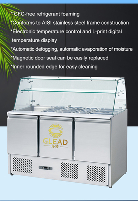 Unidad de refrigeración de acero inoxidable de 3 puertas 220-240V GN1/3 para un rango de temperatura de 2-8.C