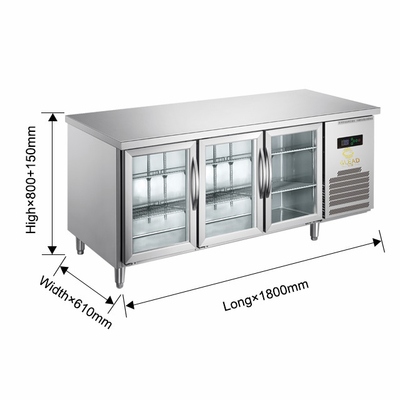 Equipo de refrigeración industrial de doble puerta de vidrio de 5°C a 0°C