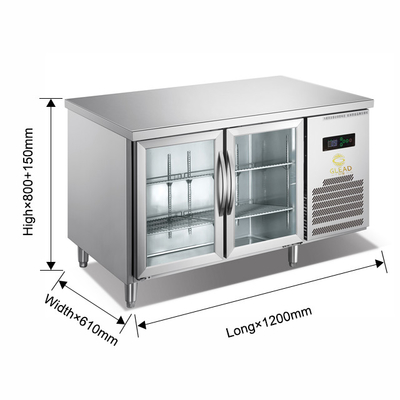 Equipo de refrigeración industrial de doble puerta de vidrio de 5°C a 0°C
