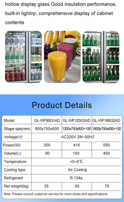 Unidad de refrigeración refrigerada por aire para un control preciso de la temperatura - Refrigerador con puerta de vidrio doble Ss304