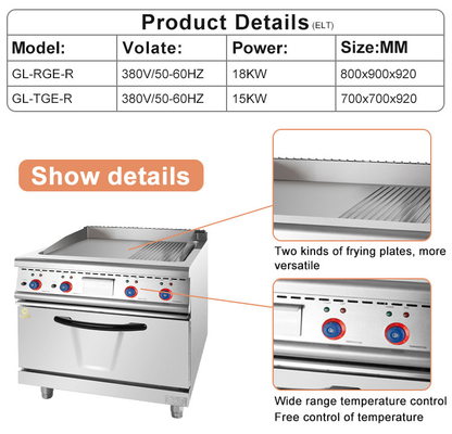 Máquina de cocina comercial de gas con control de temperatura ajustable para cocina profesional