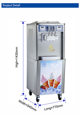 Máquina de helados blandos con 2x2.1L tanque de congelación 360-460 tazas/hora de salida R404A refrigerante