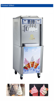 Máquina de helados blandos con 2x2.1L tanque de congelación 360-460 tazas/hora de salida R404A refrigerante