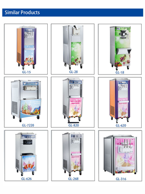 Máquina de helados blandos con 2x2.1L tanque de congelación 360-460 tazas/hora de salida R404A refrigerante