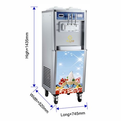 Máquina para hacer helados comercial 2.6kW R22/R404A refrigerantes 2x1.8L2x2.1L Capacidad 330-420 tazas/hora