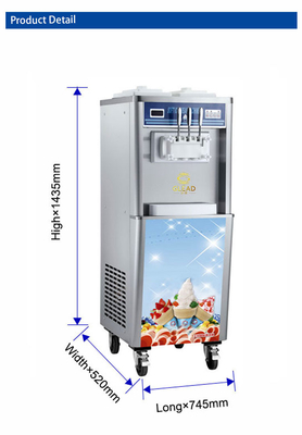 Capacidad Máquina de helados blandos con 20-25kg/h Producción 28-36L/h Producción 330-420 tazas/h