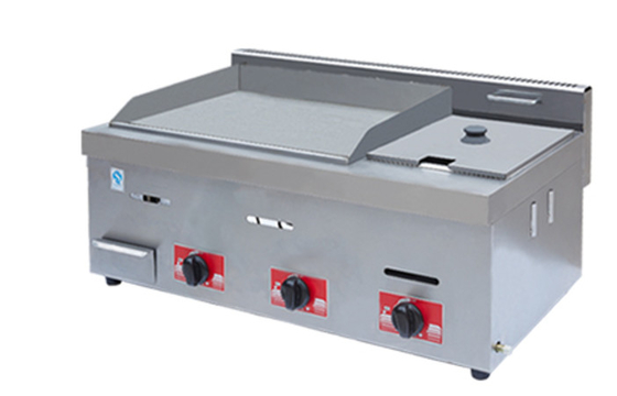 Restaurante de gas Griddle Equipo de cocina de plata de acero inoxidable con un rango de temperatura de 0, - 100, C