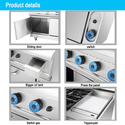 150KG Fuego de gas de trabajo pesado Combo Grill Set para cocinas comerciales