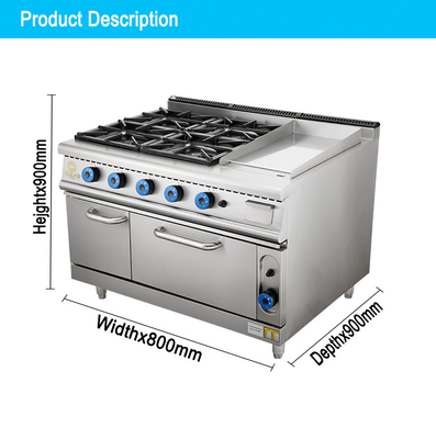 Hotel Gas 4 Range Estufas con horno SS304 GLP / Tipo de gas natural para uso comercial
