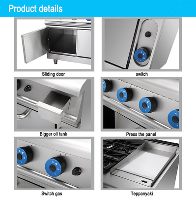 Hotel Gas 4 Range Estufas con horno SS304 GLP / Tipo de gas natural para uso comercial