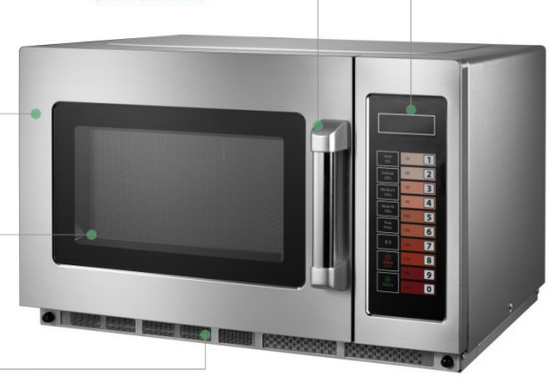 Horno de microondas negro/blanco de 25L para cocinar a temperatura 0-200C con control táctil por membrana
