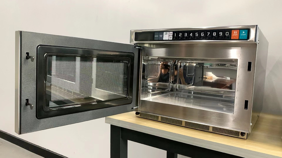 Horno de microondas negro/blanco de 25L para cocinar a temperatura 0-200C con control táctil por membrana