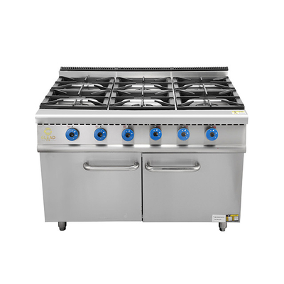 Gas de servicio pesado Hotel cocina con horno SS304 Construcción para la producción de alimentos a gran escala.
