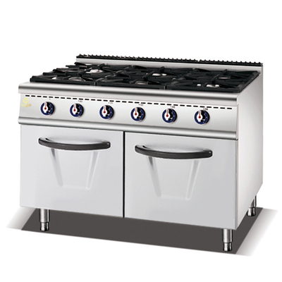 SS304 Estufas de gas de 6 aguas con horno GLP/gas natural 150KG Equipo de hotel