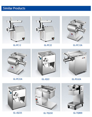 Gran máquina de moler de carne comercial de 320 kg/h con potencia de 2200 W y accionamiento de la cadena de la turbina de cobre