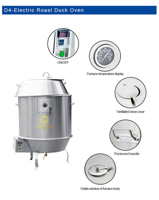 Maquinaria de alimentos de acero inoxidable Horno de pato asado de carbón con 380V de potencia