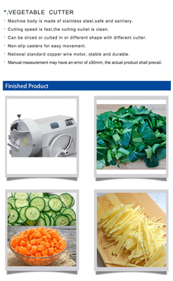 Capacidad Equipo de cocina comercial 1000KG/H Cortador de vegetales de acero inoxidable 1.5kw Suministro de energía