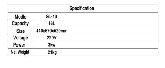 Solución del hotel / Equipo del vestíbulo del hotel estufa de pollo frito de 3 kW de 16L de capacidad con panel mecánico