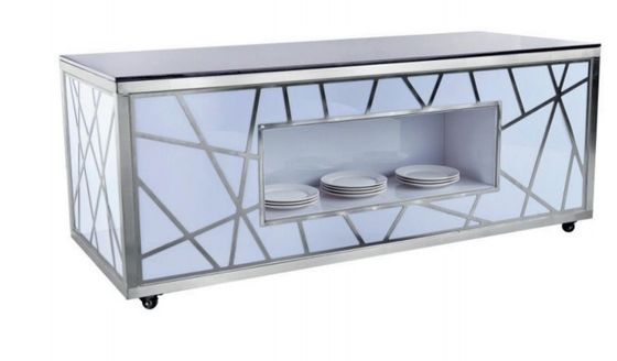 Apariencia moderna y sencilla con equipamiento de hotel comercial Mesa de buffet móvil de gran tamaño para bufetes de alto tráfico