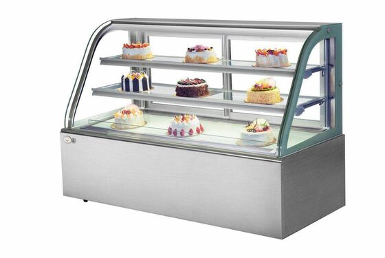 Gabinete de exhibición de los pasteles del arco de tres capas de la encimera, refrigerador del postre de la refrigeración por aire