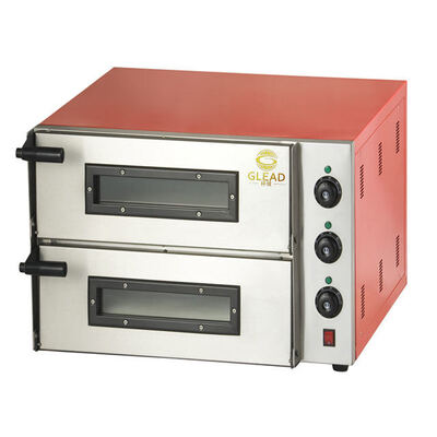 Horno eléctrico de pizzas comercial de doble piso, horno de horneado multifuncional para pizzas, panes y reposterías