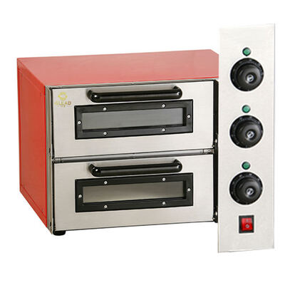 Horno eléctrico de pizzas comercial de doble piso, horno de horneado multifuncional para pizzas, panes y reposterías
