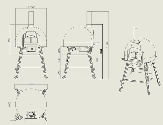 Horno híbrido de pizza mosaico. Horno de madera / gas / eléctrico triple combustible, exterior comercial y hogar pizza y tostador de pan.