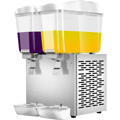 Dispensador de bebidas frías de acero inoxidable de 2 × 12L Máquina de jugo refrigerado de doble depósito comercial